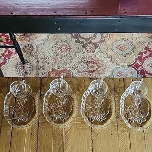 Federal Glass Cornucopia Clear Snack Luncheon Plate and Cups Vintage Serving